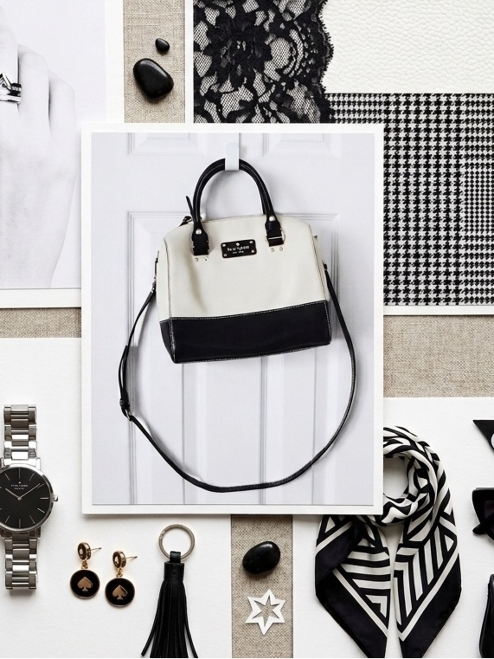 Kate Spade Black and White Berkeley Lane Satchel